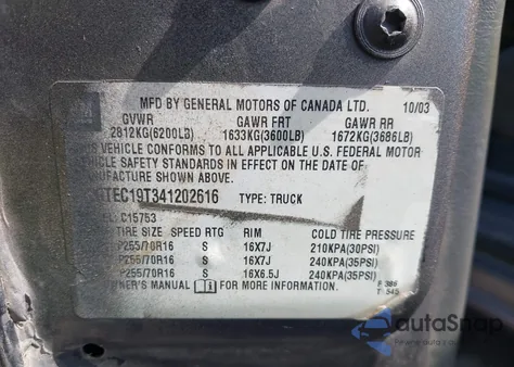 2004 GMC Sierra 1500 Sle from USA, damaged, VIN 2GTEC19T341202616